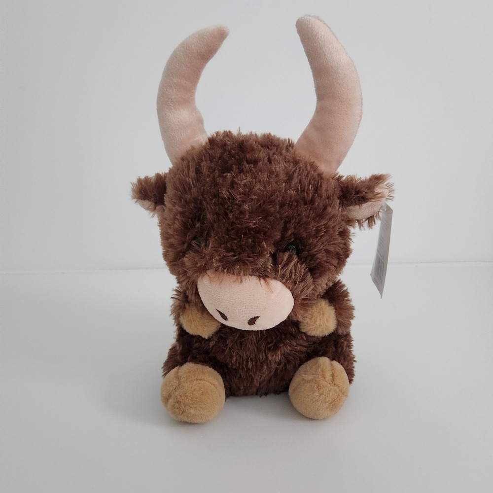 Brown Highland Cow Bull Plush Stuffed Animal 10 Inch NWT